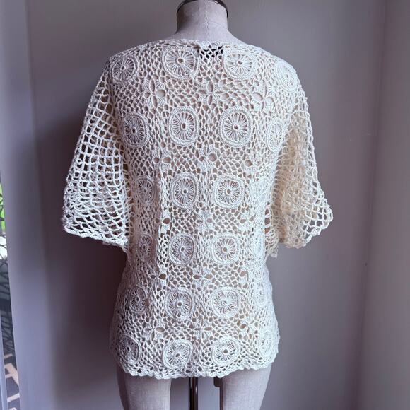Vintage SK Imports Hand-Crocheted Cotton Bohemian Top – Size M - Picture 9 of 9